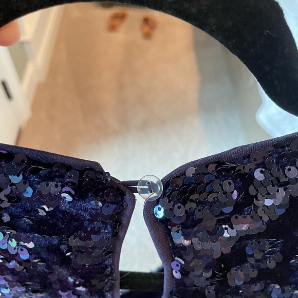 The Clothing Company Navy Blue Sequin Velvet Dress - Picture 5 of 11